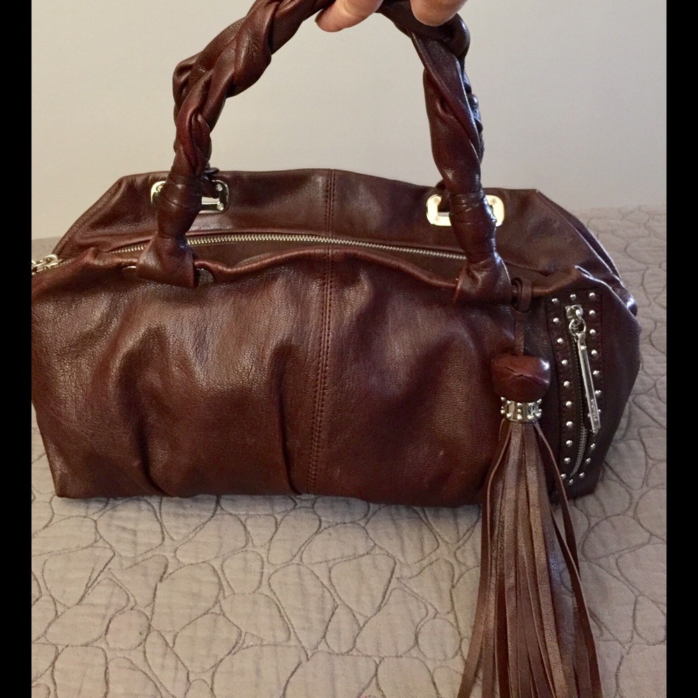 Michele Leather Satchel with Tassel